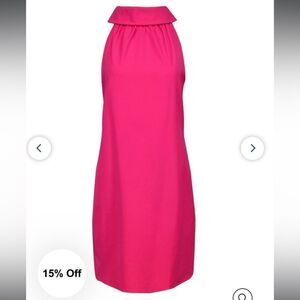 Sail To Sable Neon Pink Rolled Neckline Sheath Dress W/ Large Back Buttons